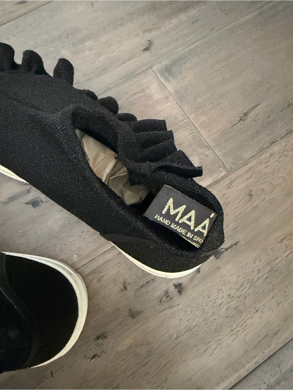 MAA handmade Black Ruffle High-Top Slip-On Sneakers Sz 41 - Picture 4 of 5